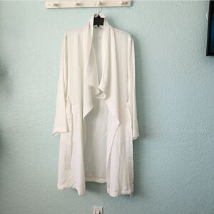 CAPSULE side pockets tie belt collar cascade side slit duster cardigan